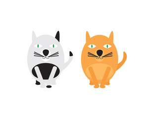 Two Vector Cats on White Background