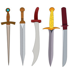 vector, isolated, edged weapon, sword, saber set, collection