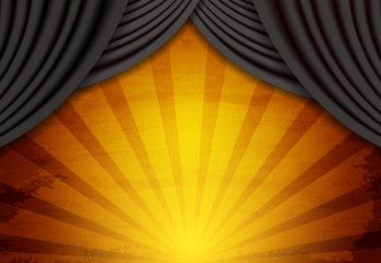 Background with black circus vintage curtain. Design for presentation, concert, show © darkbird