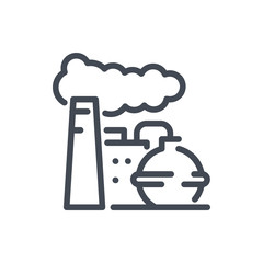 Factory line icon. Refinery building vector outline sign.