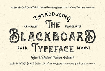Handmade Modern Textured Font. Retro Typeface Duo . Clean & Textured Versions Included. Vector Illustration.