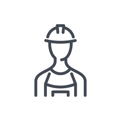 Technician line icon. Hard hat engineer vector outline sign.