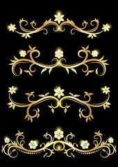 Abstract design ornament element with flowers and leaves.