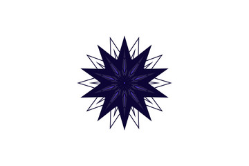 Fototapeta premium Purple Christmas xmas star charm chakra emblem snowflake vector isolated on white background 