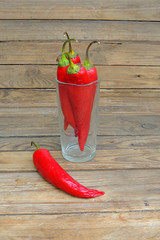 chili peppers in a glass