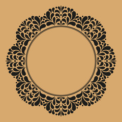 Decorative frame Elegant vector element for design in Eastern style, place for text. Floral golden border. Lace illustration for invitations and greeting cards.