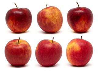 Red apples set collection isolated on white background.