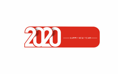 Happy New Year 2020 Text Typography Design Patter, Vector illustration.