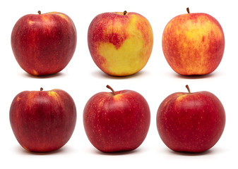 Red apples set collection isolated on white background.