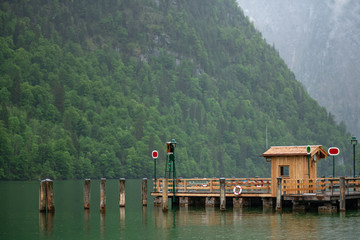 Empty pier at famous Konigsee in Berchtesgaden, Germany.
