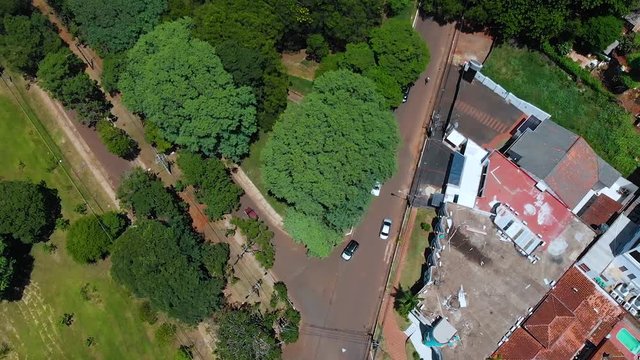 Road Cars Street Ciudad del Este Paraguay aerial view drone footage