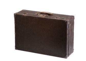 old leather case isolated on white background