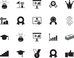 success vector icon set such as: usa, increase, power, leader, rosette, king, step, cartoon, guarantee, flag, economy, medallion, men, banner, general purpose, repair, queen, crown, thumbs, american