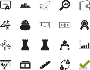 success vector icon set such as: employment, saint, blank, silver, accounting, increase, pack, repair, template, document, magnifying, st patrick, saving, line, perfect, finish, day, diagram, pot