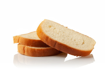 three slices of bread on a white background