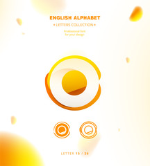 Vector paper cut origami alphabet. Bubble letter O logo template. Material design, flat, line, glossy, twisted style