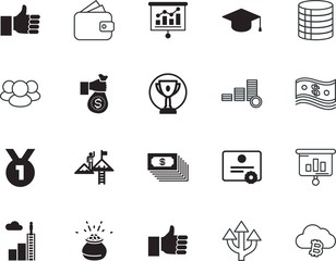 success vector icon set such as: stairs, college, statistics, flip, partnership, gift, lifestyle, first, sky, certification, honor, join, earnings, image, collection, cauldron, people, pot, patricks