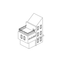 Blue Print, sketch modern architectural black and white isolated images