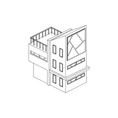 Blue Print, sketch modern architectural black and white isolated images