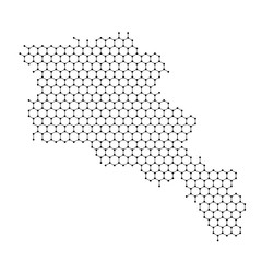 Armenia map from abstract futuristic hexagonal shapes, lines, points black, in the form of honeycomb or molecular structure. Vector illustration.