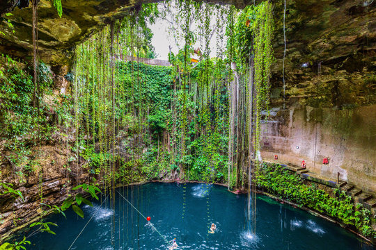 Chichen Itza, Mexico. Cenote Ik Kil, Natural Well.