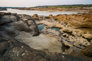 brown rock canyon at Sam Phan Bok, Thailand