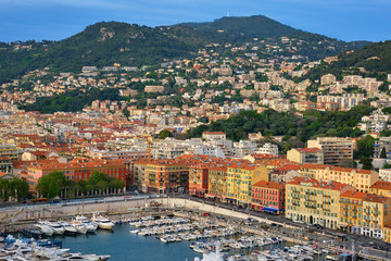 View of Old Port of Nice with yachts, France