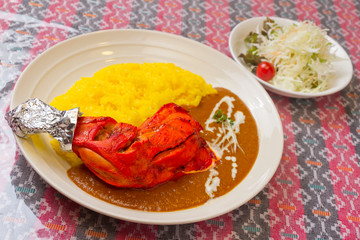 Tandoori chicken and spicy curry
