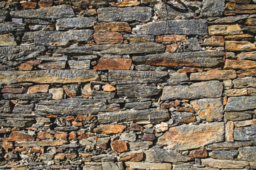 Old traditional stonework wall in Galicia, Spain