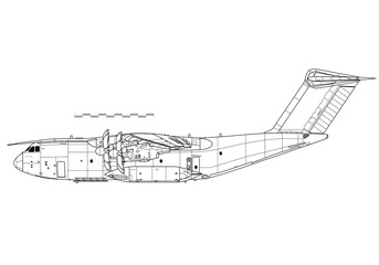 Airbus A400M Atlas. Outline vector drawing