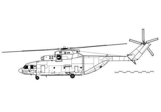 Mil Mi-26 Halo. Outline vector drawing