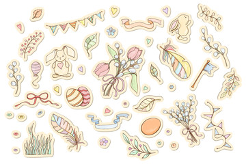 Hand drawn spring elements set