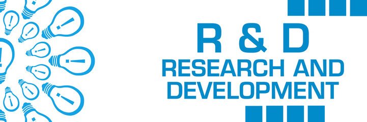 R And D - Research And Development Blue Bulbs Circular Horizontal 