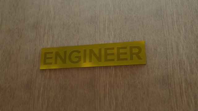 golden door sign Engineer. enter to room