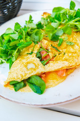 omelet with ham tomato and green salad