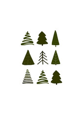 Abstract trendy christmas new year winter holiday card with xmas fur tree