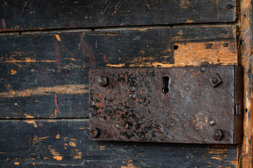 Turku, Finland A lock on a door inside the 13th century medieval Turku Castle.
