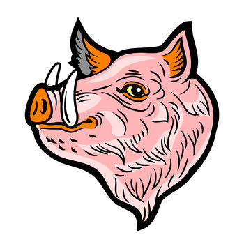 Cute, good-natured pink boar