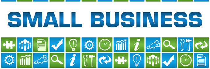 Small Business Green Blue Box Grid Business Symbols 