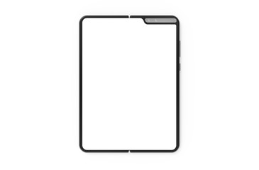Folding Smart phone empty screen front view on the white background