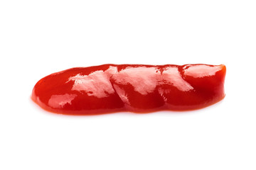 Red ketchup tomato sauce closeup isolated on white background
