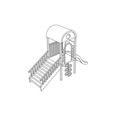 Kids Playground Line art - coloring page, line art illustration for children