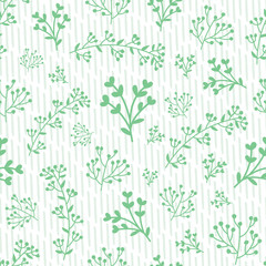 Vector green hand-drawn leafs doodle with stripes