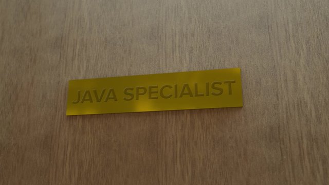 golden door sign Java specialist. enter to room