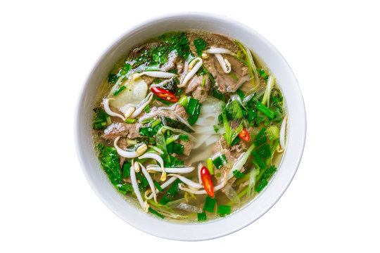 Vietnamise soup pho bo on white background isolated