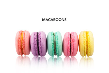 Colorful macaroons isolated on white background