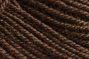 Chocolate knitting brown yarn closeup texture background