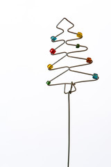 An iconic but simple Christmas tree created out of wire and beads.