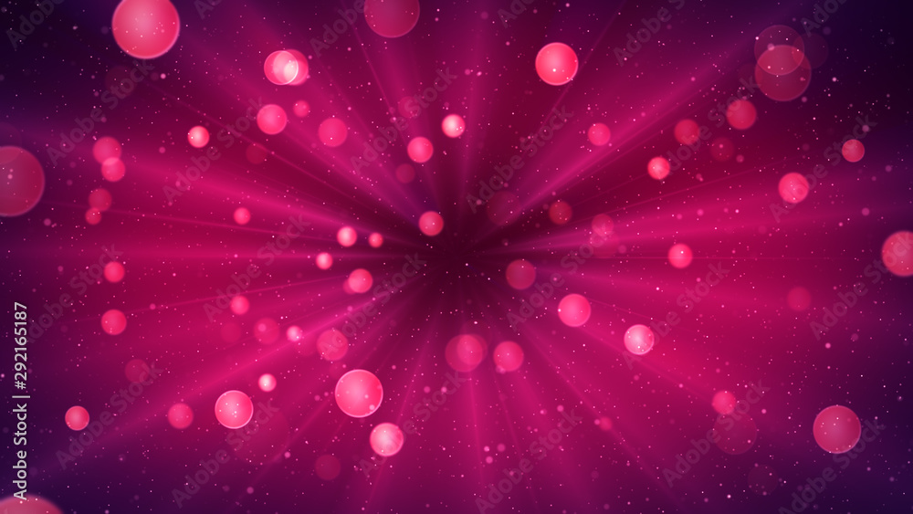 Wall mural abstract magic background with rays of light and particles. pink texture for holidays.