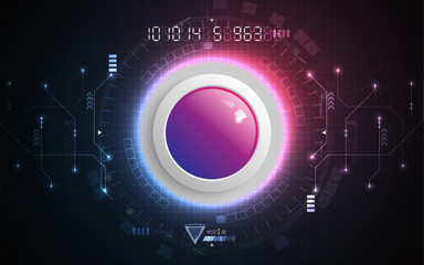 Realistic circle pink and blue button on abstract technology background
